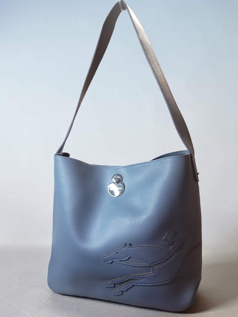 Longchamp Blue Shop-It Hobo Bag In Excellent Condition